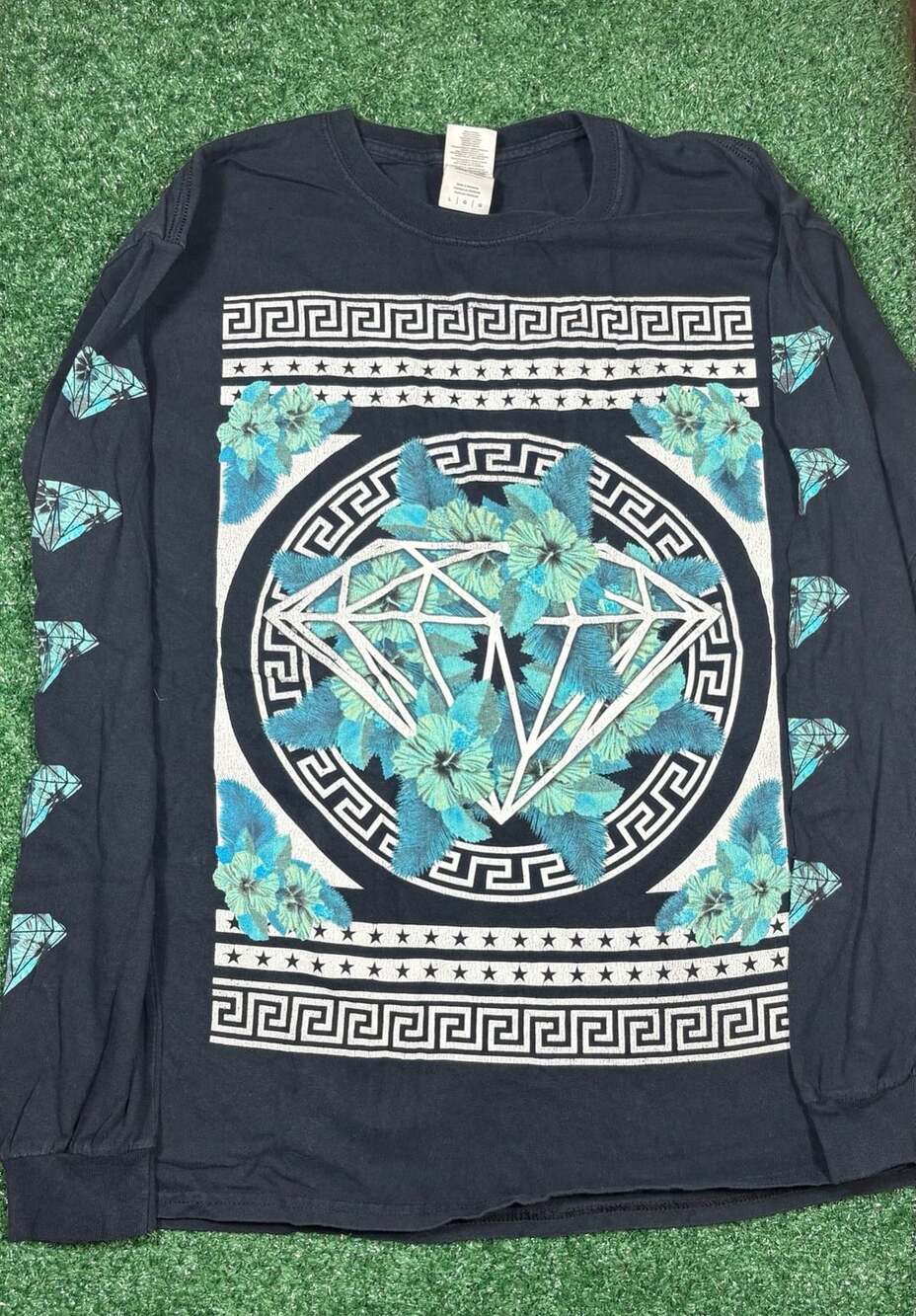Diamond Supply Co. Long Sleeve Graphic T-Shirt Size L Black